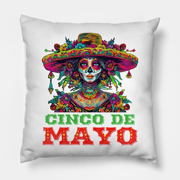 Cinco De Mayo Mexican Women Pillow by catador design