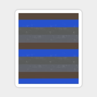 Bright Blue, Brown and Grey Rough Painted Style Stripes Magnet