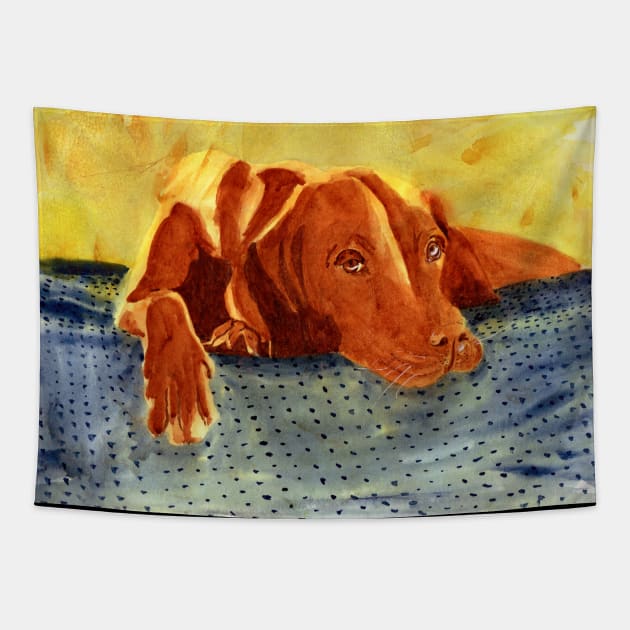 Vizsla Dog Watercolor Painting Tapestry by MMcBuck