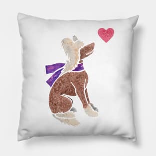 Watercolour Chinese Crested Dog Pillow