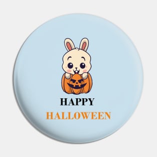 Happy Halloween White Rabbit Pin