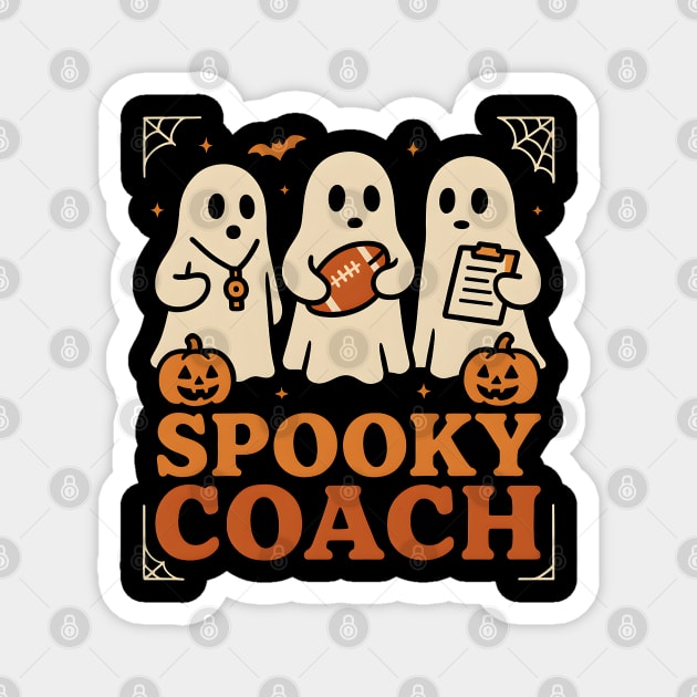 Spooky Coach Ghost Halloween Football Graphic Gift Magnet by MakerMind8.2