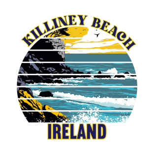 Killiney Beach Dublin Ireland Retro Sunset T-Shirt