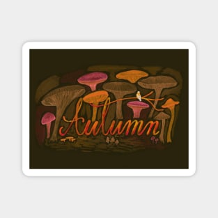 Autumn forest fungi lettering Magnet