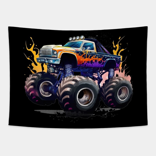 Monster Cars And Tracks Lover Tapestry by busines_night