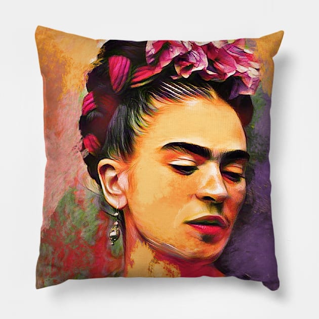 Frida Kahlo Pillow by Sanzida Design