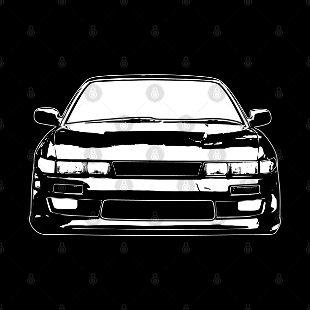 White Nissan Silvia S13 Sketch Art by DemangDesign