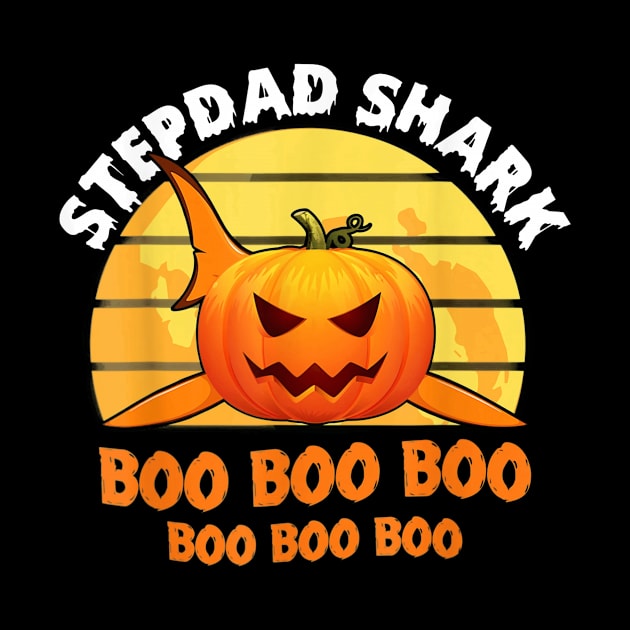 Mens Mens Stepdad Shark Boo Tshirt Pumpkin Halloween Gift by schaefersialice