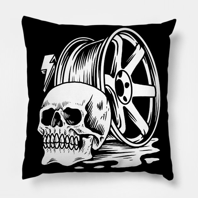 Skull Wheel Pillow by Eterfate Studio