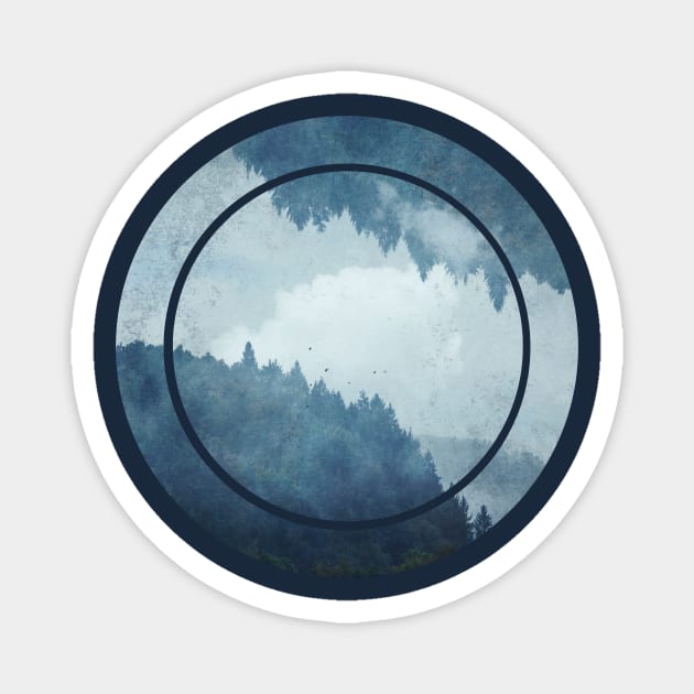 Reflected Landscape - Foggy Mountains Magnet by DyrkWyst