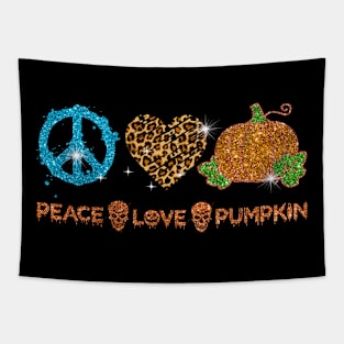 Halloween Peace Love Pumpkin Fall Girls Kids Gift Heart Leopard Tapestry