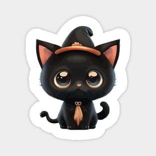 Cute black Halloween kitty in a hat Magnet