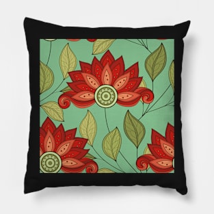 Spring Pattern with Floral Motifs Pillow