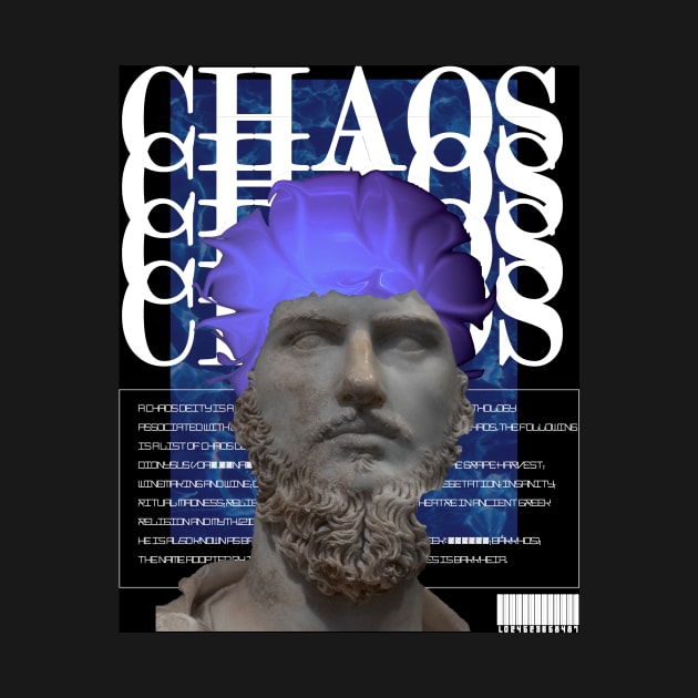 chaos statue blue text by grafitytees