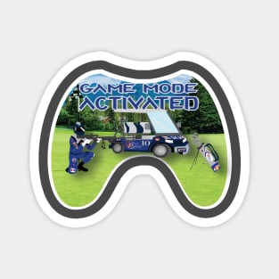 Blue and silver white trim on golf course Game Mode Activated Magnet