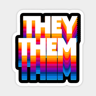 They/Them Pronouns --- Retro Style Design Magnet