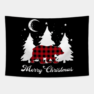 Red Buffalo Plaid Bear Matching Family Christmas Pajama Tapestry