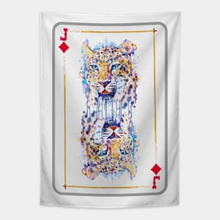 Leopard Head Jack of Diamonds Playing Card Tapestry