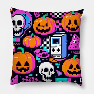 PATRON CALABAZAS Y CALAVERAS PIXELADAS 4 Pillow