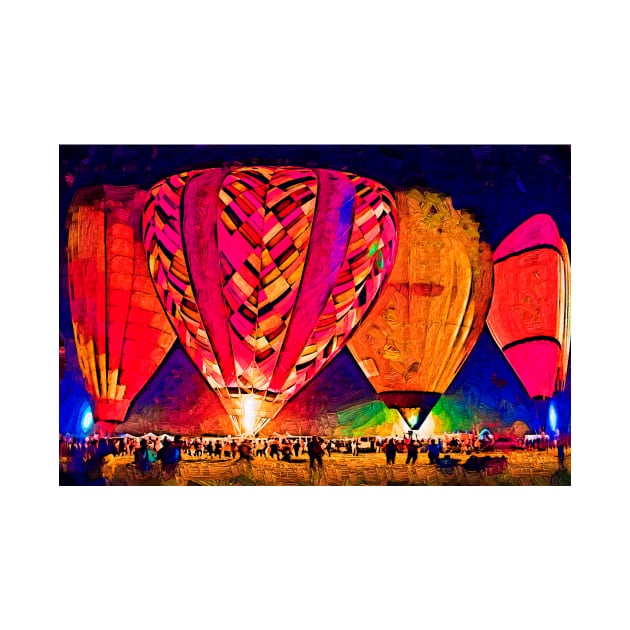 Hot Air Balloons Night Festival In Abstract by KirtTisdale