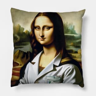 Mona Lisa Pharmacist: Celebrating National Pharmacist Day with Artistic Flair Pillow