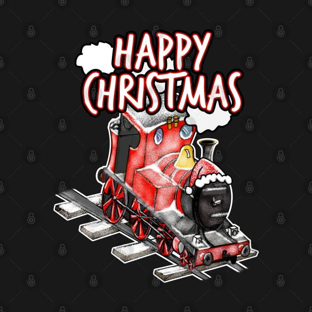 Happy Christmas Steam Train Railway Railroad Enthusiasts Snow by doodlerob