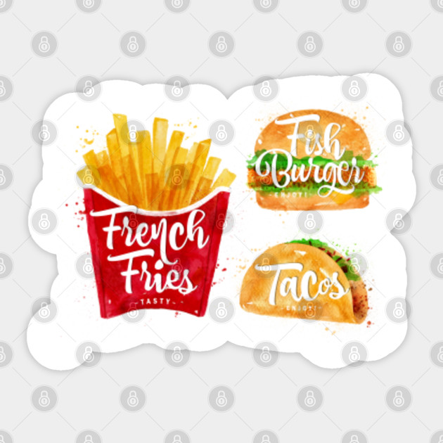 French Fries Menu Painting Sticker Teepublic