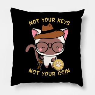 not your keys not your coin white cat Pillow