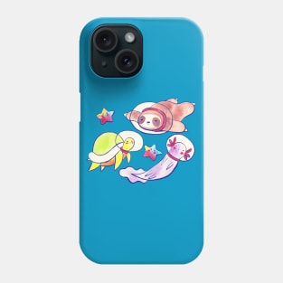 Space Sloth Turtle and Axolotl Phone Case