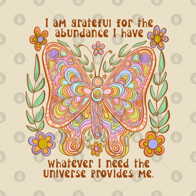 Retro butterfly with abundance quote by Deardarling