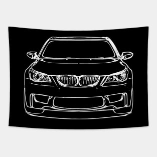 White E60 Car Sketch Art Tapestry