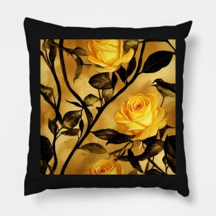 Golden rose watercolor rose Pillow