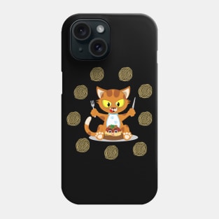 Funny Cat eats spaghetti Phone Case