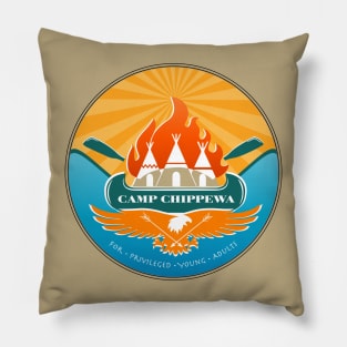 Camp Chippewa Wednesday Addams Inspired Eagle and Canoe Fan Logo Pillow