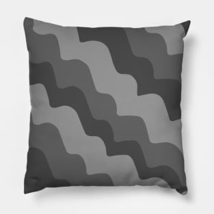 Grey wavy ocean waves gradient Pillow