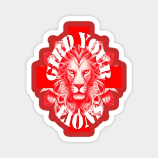 Gird Your Lions England Coach Fun Idiom White Text Red Lion Magnet