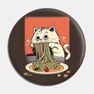 CAT EATING SPAGUETTI Pin