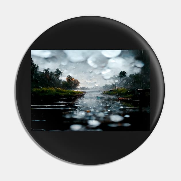 Foggy Lake Falling Raindrops On A Rainy Autumn Day Pin by Unwind-Art-Work