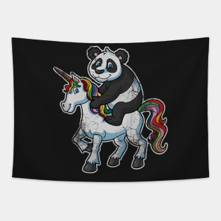 Panda Bear Riding Unicorn Tapestry