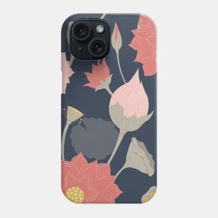 Luxury Red Lotus Silk Dark Phone Case