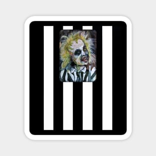 Beetlejuice Black and White Stipes Magnet