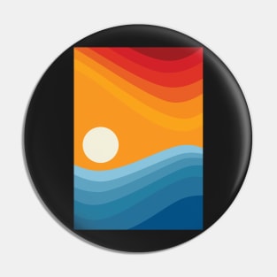 Blue and Orange Minimalist Abstract Ocean Landscape Pin