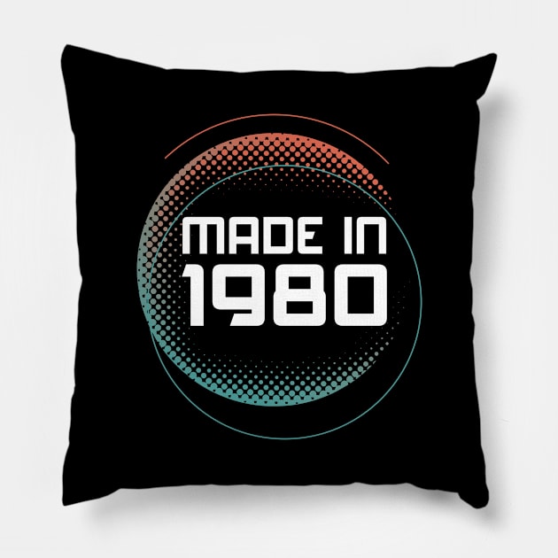 Made in 1980 Pillow by CardRingDesign