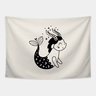 Capricorn Baby Zodiac Sign Black Tapestry