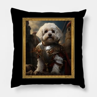 The Valiant Bichon Frisé - Medieval Conquistador  (Framed) Pillow