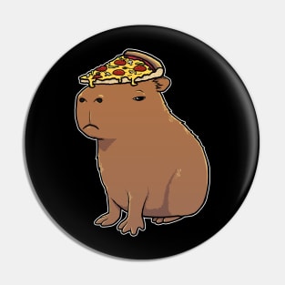 Capybara with a Supreme pizza on its head Pin