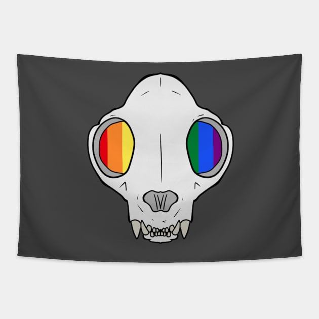 Cat Skull (Rainbow) Tapestry by KawaiiFer