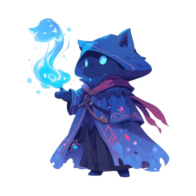 Cute Blue Mage Cat Hero by SundayDonuts