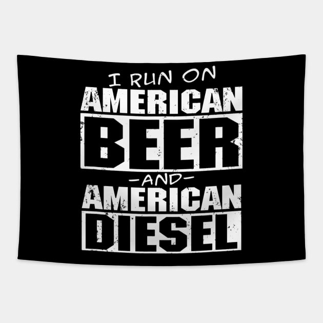 Mens Funny American Diesel Truck and Beer Tapestry by lohstraetereva