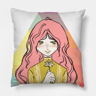 Cute girl with flower Pillow